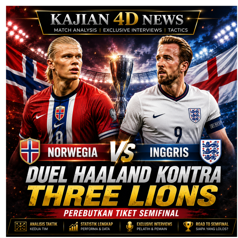 Prediksi Norwegia vs Inggris: Duel Haaland dan Kane Perebutkan Tiket Semifinal Piala Dunia 2026