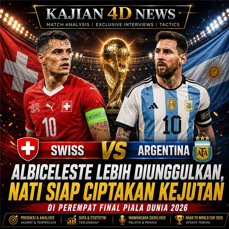 Prediksi Swiss vs Argentina: Starting XI, Head to Head & Prediksi Skor Perempat Final Piala Dunia 2026